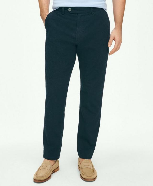 Slim Fit Cotton Seersucker Pants Product Image