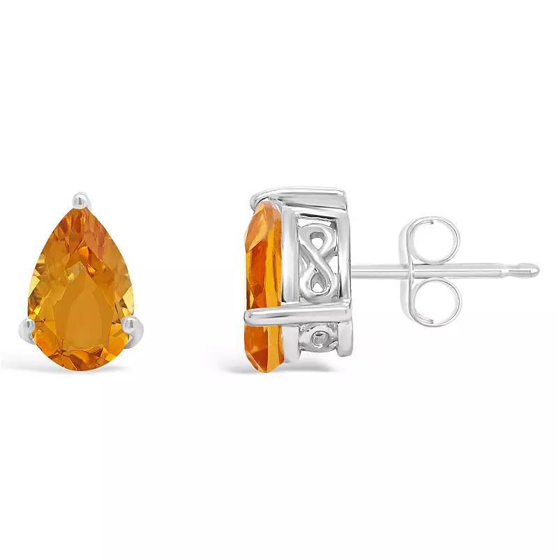 Alyson Layne Sterling Silver 8 mm x 5 mm Pear Shape Citrine Stud Earrings, Womens Product Image