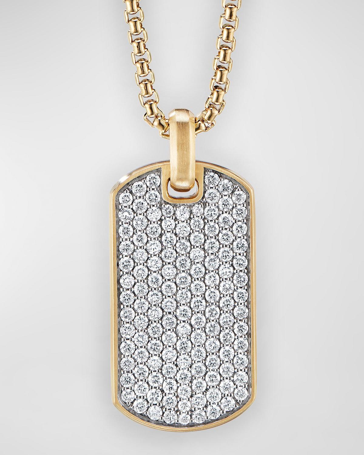 Mens Chevron Tag Pendant in 18K Gold, 35mm Product Image