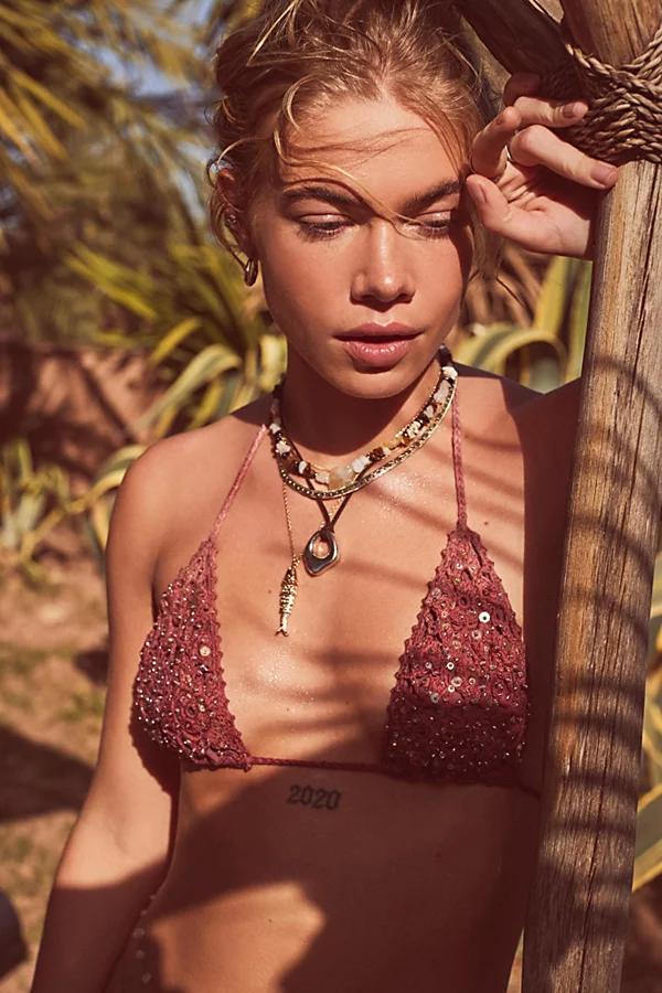 Out From Under Sequined Open Stitch Bikini Top Womens at Urban Outfitters Product Image