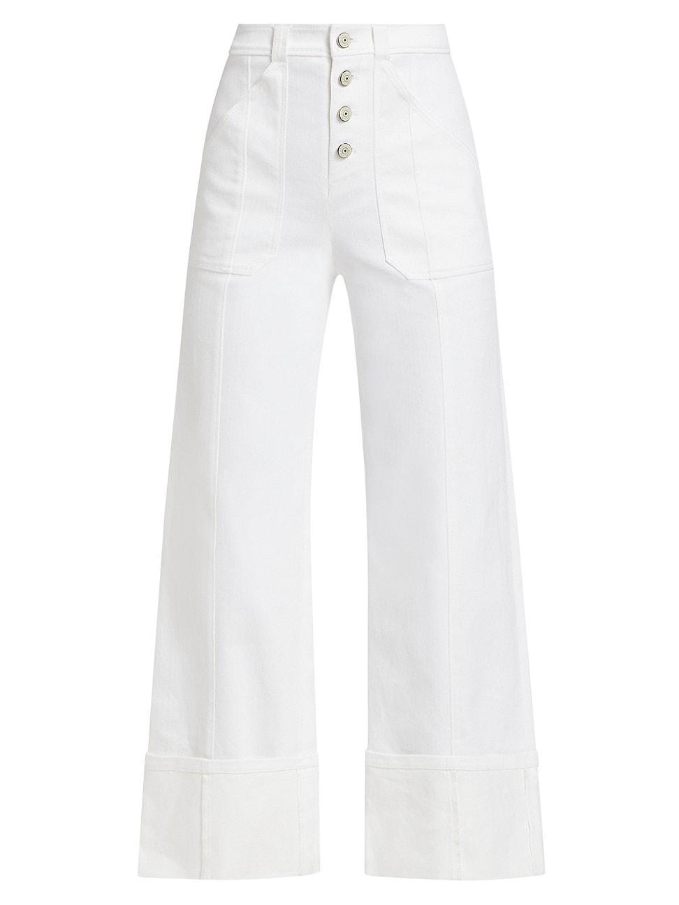 Womens Benji Twill Cotton-Blend Cuffed Flare Pants Product Image