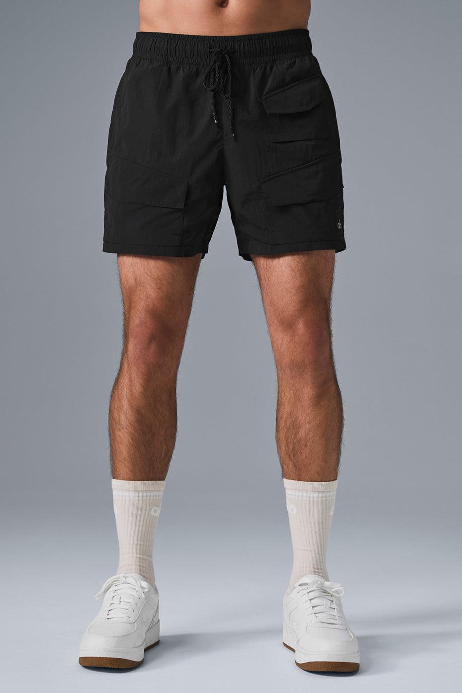 7" Crinkle Nylon Excursion Cargo Short - Black Male Product Image