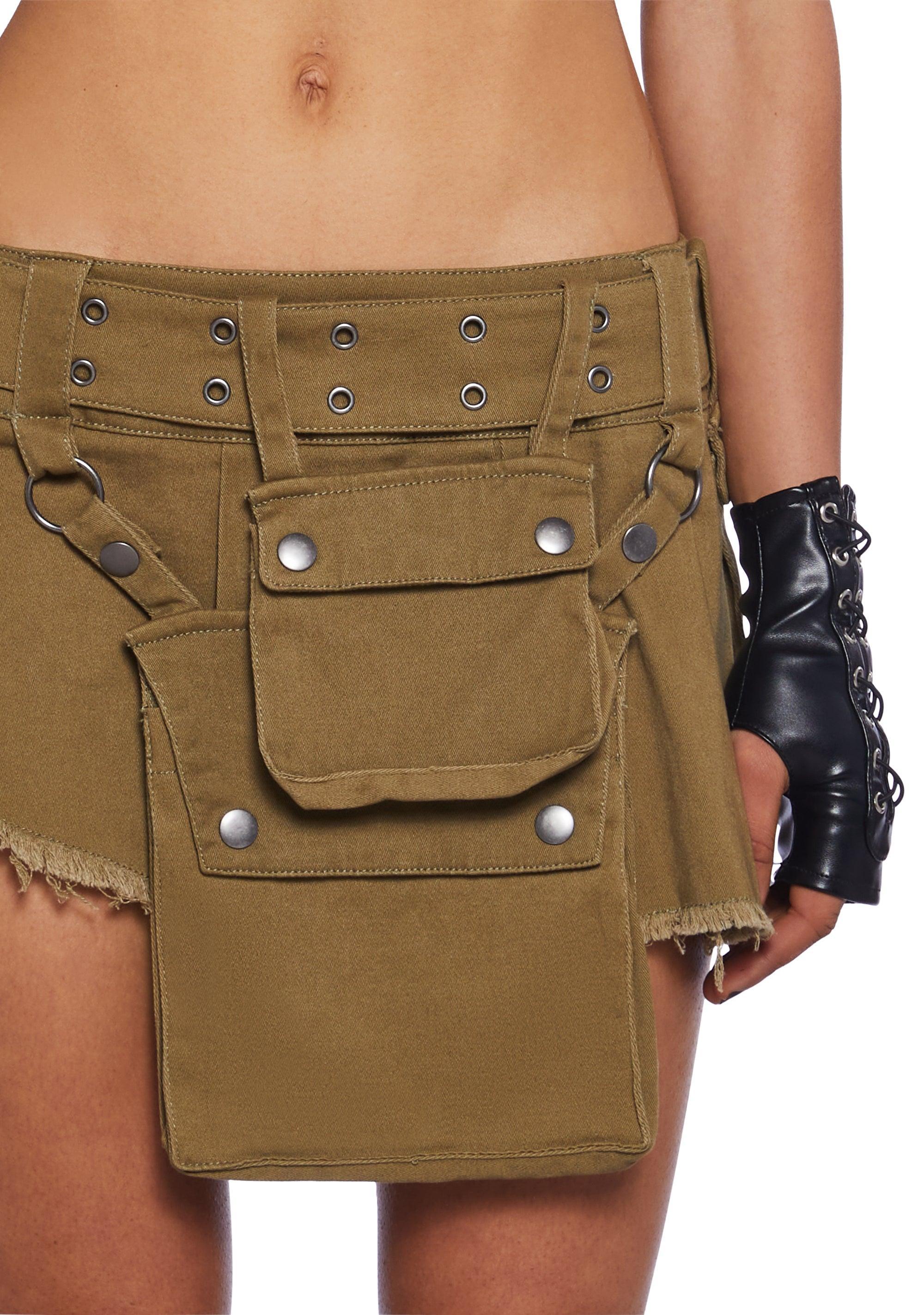 Scorched Earth Utility Mini Skirt - Green Male Product Image