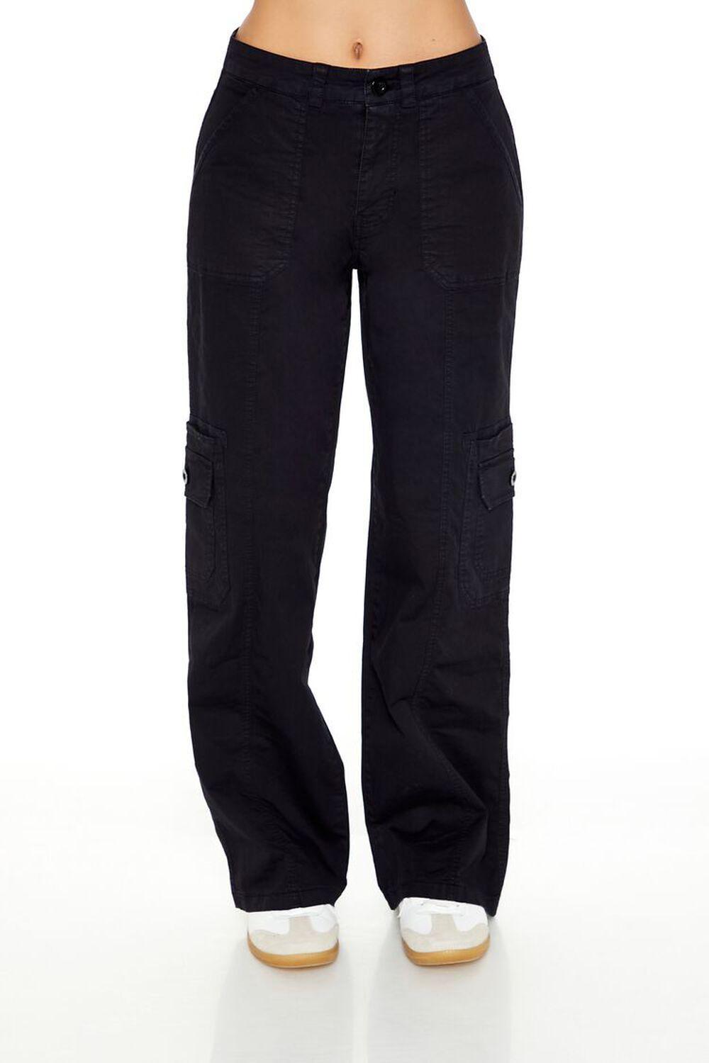 Poplin Straight-Leg Cargo Pants | Forever 21 Product Image