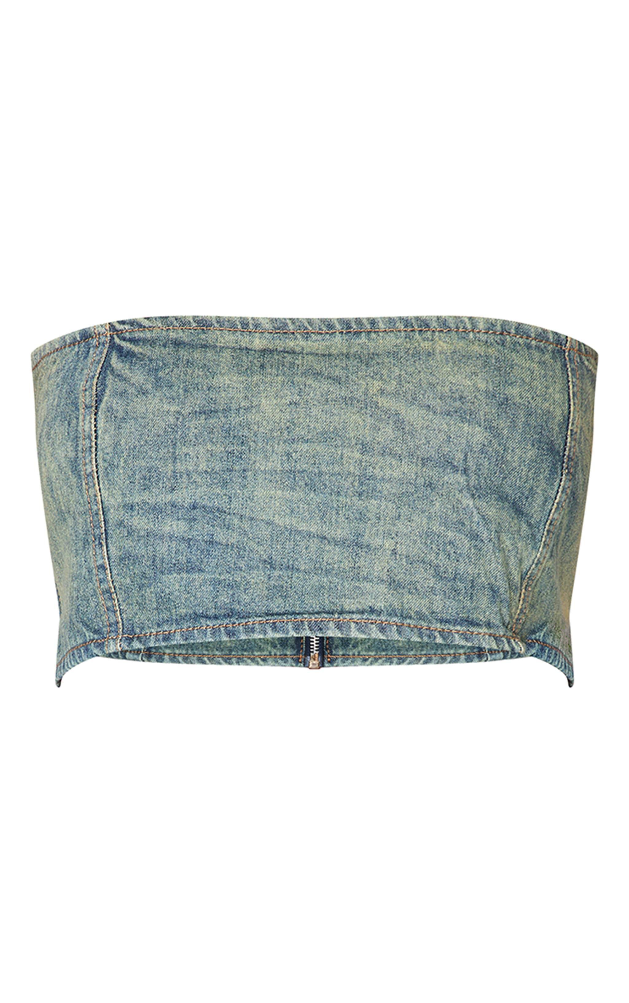 Shape Indigo Blue Wash Denim Square Bandeau Top Product Image