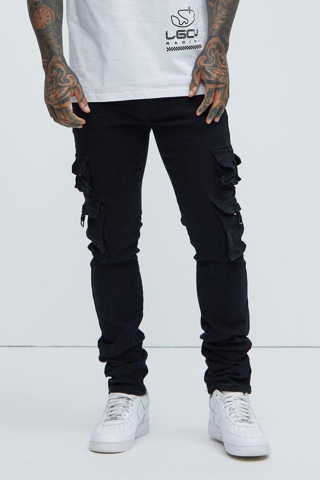 Loaded Stacked Skinny Cargo Jeans - Black Product Image