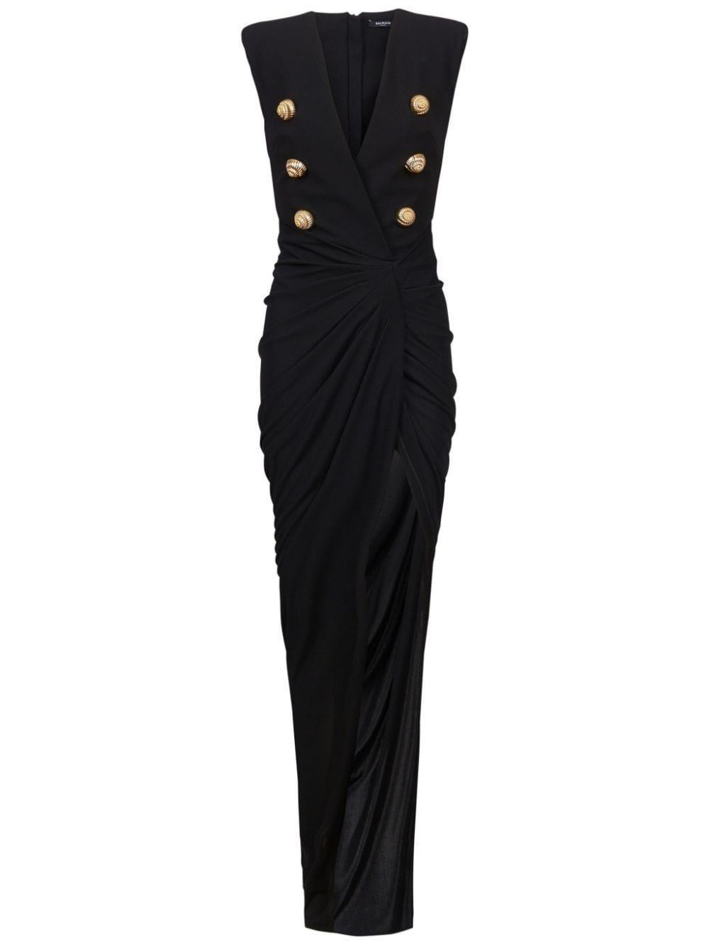 Tailored Crepe Long Dress In Black Product Image