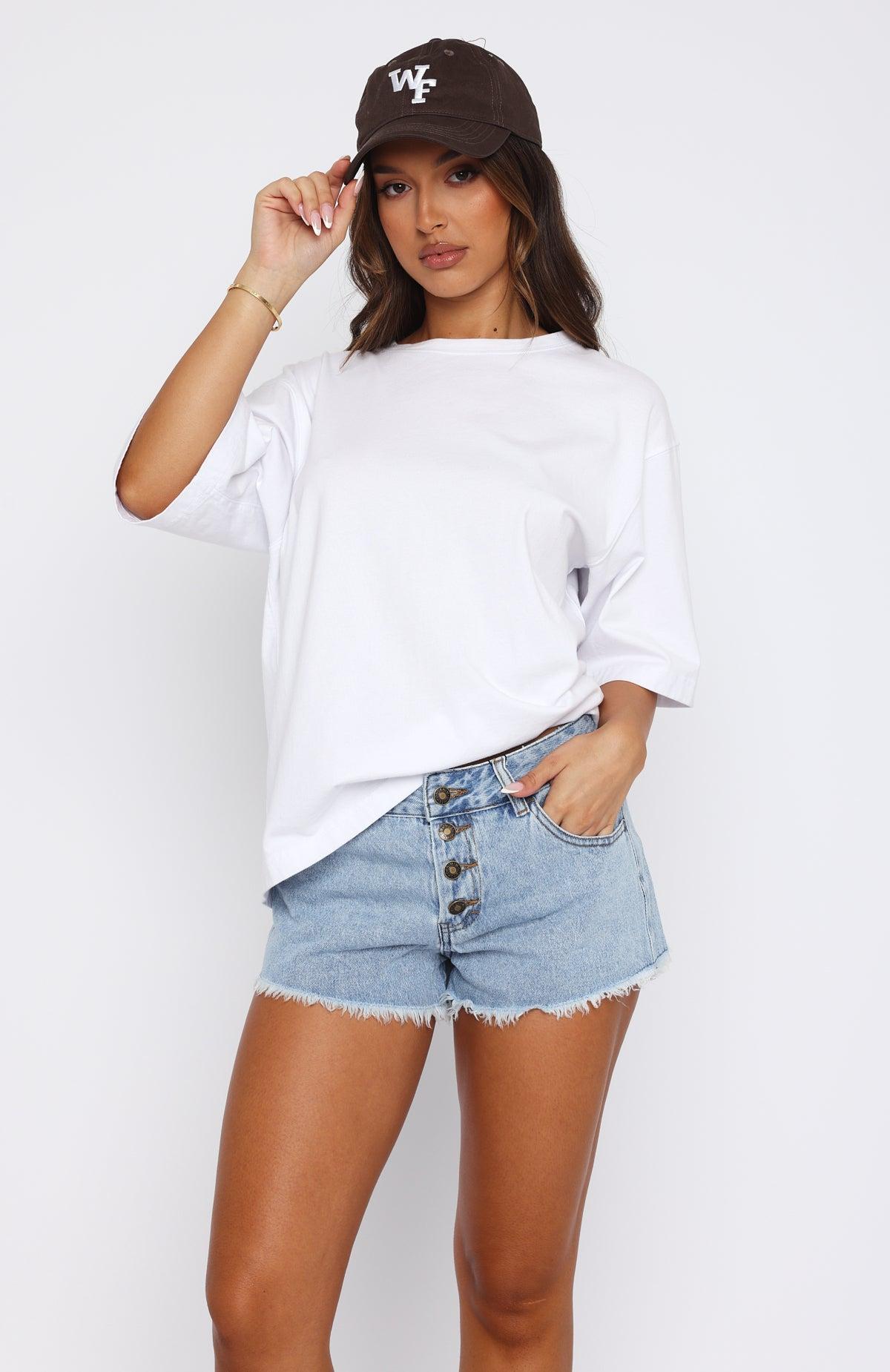 Lush Life Denim Shorts Mid Blue Product Image