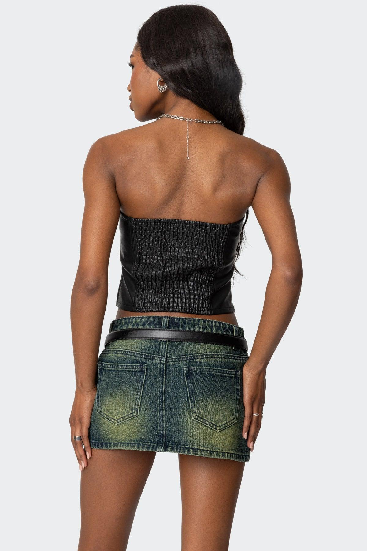 Myleigh Faux Leather Strapless Top Product Image