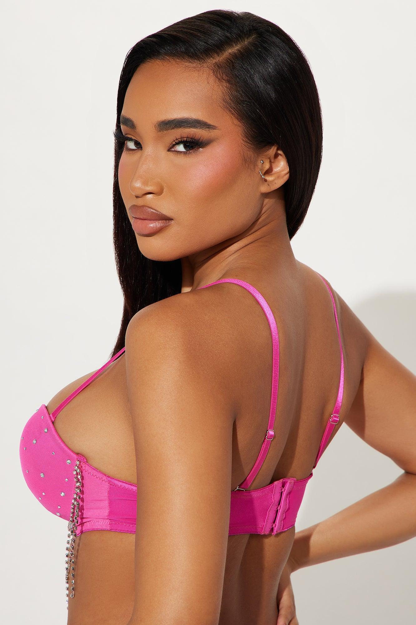 Your Eyes On Me Rhinestone Bra - Hot Pink Product Image