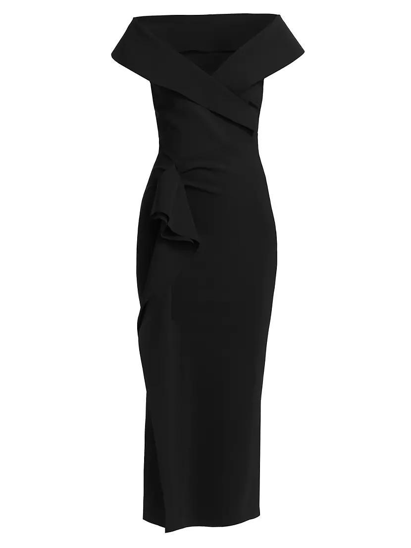 Norshana Portrait-Neck Midi Cocktail Dress Product Image