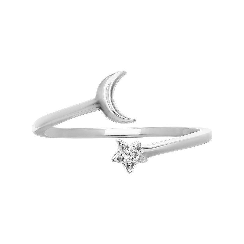 PRIMROSE Sterling Silver Moon & Cubic Zirconia Star Ring, Womens Product Image