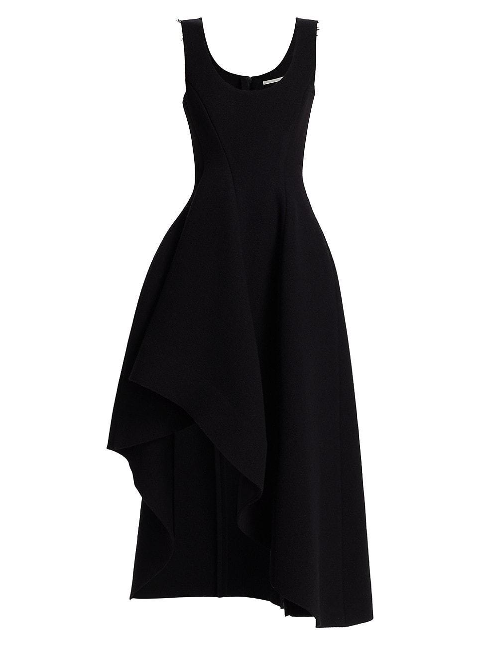 Womens Sleeveless Asymmetric Wool Gown Product Image