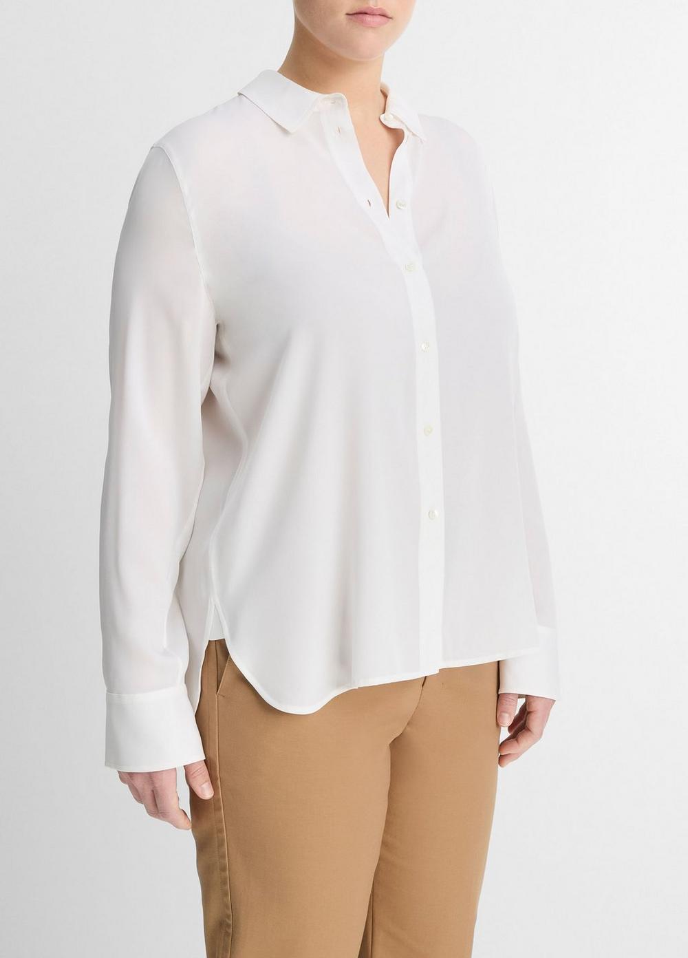 Fitted Stretch-Silk Blouse Product Image