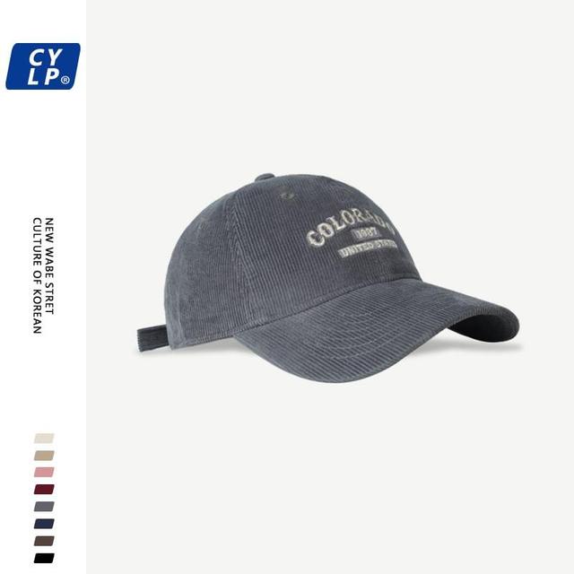 Lettering Embroidered Corduroy Baseball Cap Product Image