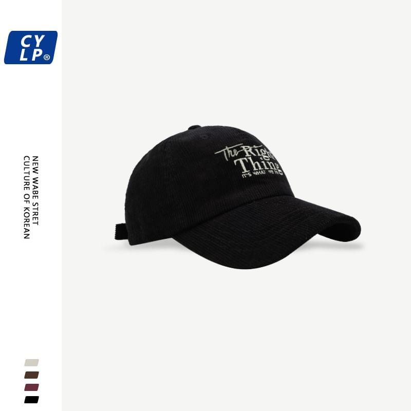 Lettering Embroidered Corduroy Baseball Cap product image