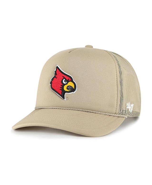 Mens 47 Brand Khaki Louisville Cardinals Foam Front Mesh Trucker Snapback Hat Product Image