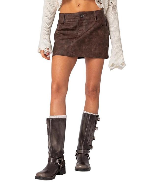 EDIKTED Euphoria Wash Faux Leather Miniskirt Product Image