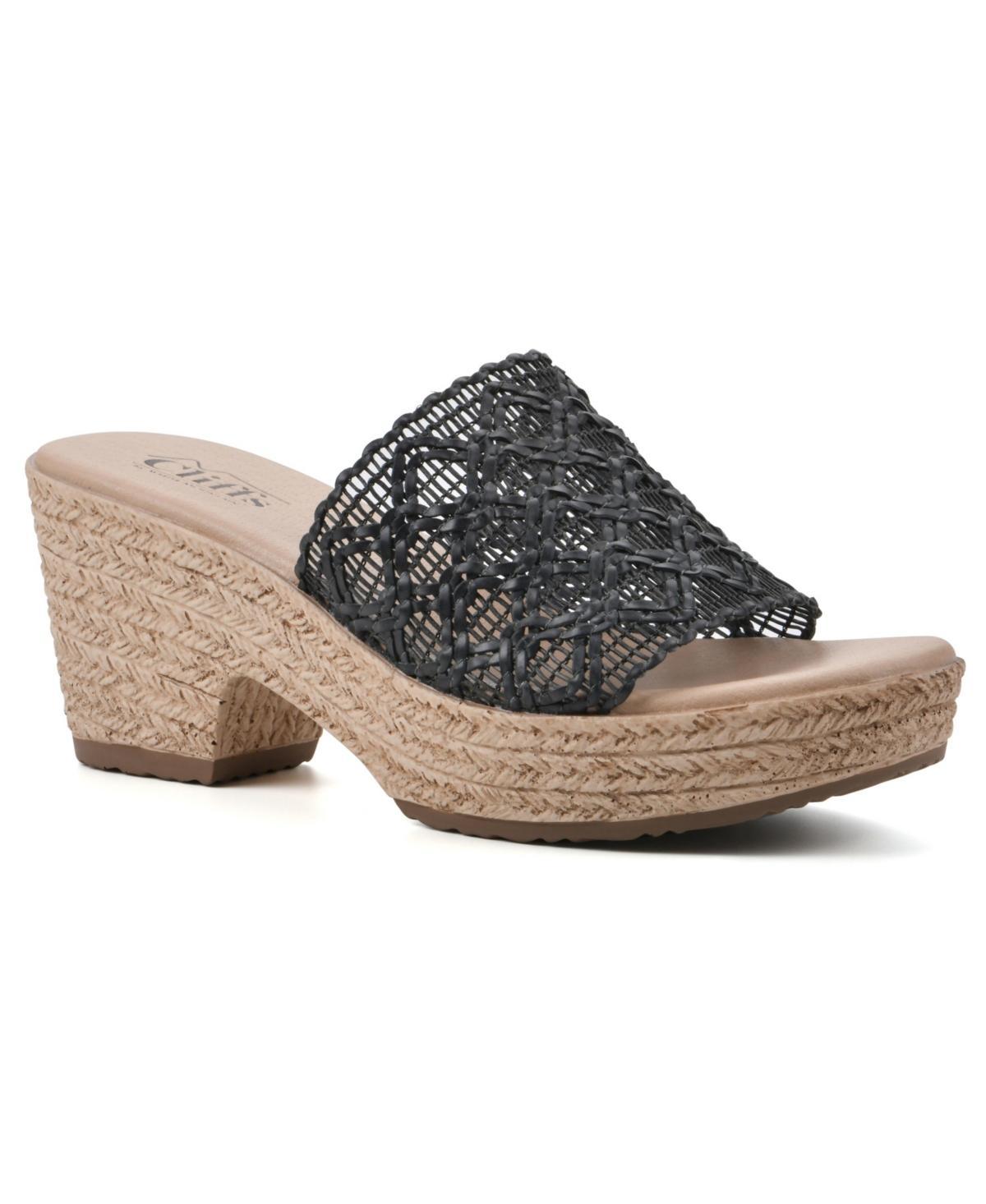 Cliffs by White Mountain Womens Biankka Platform Comfort Sandal - Black, Woven Product Image