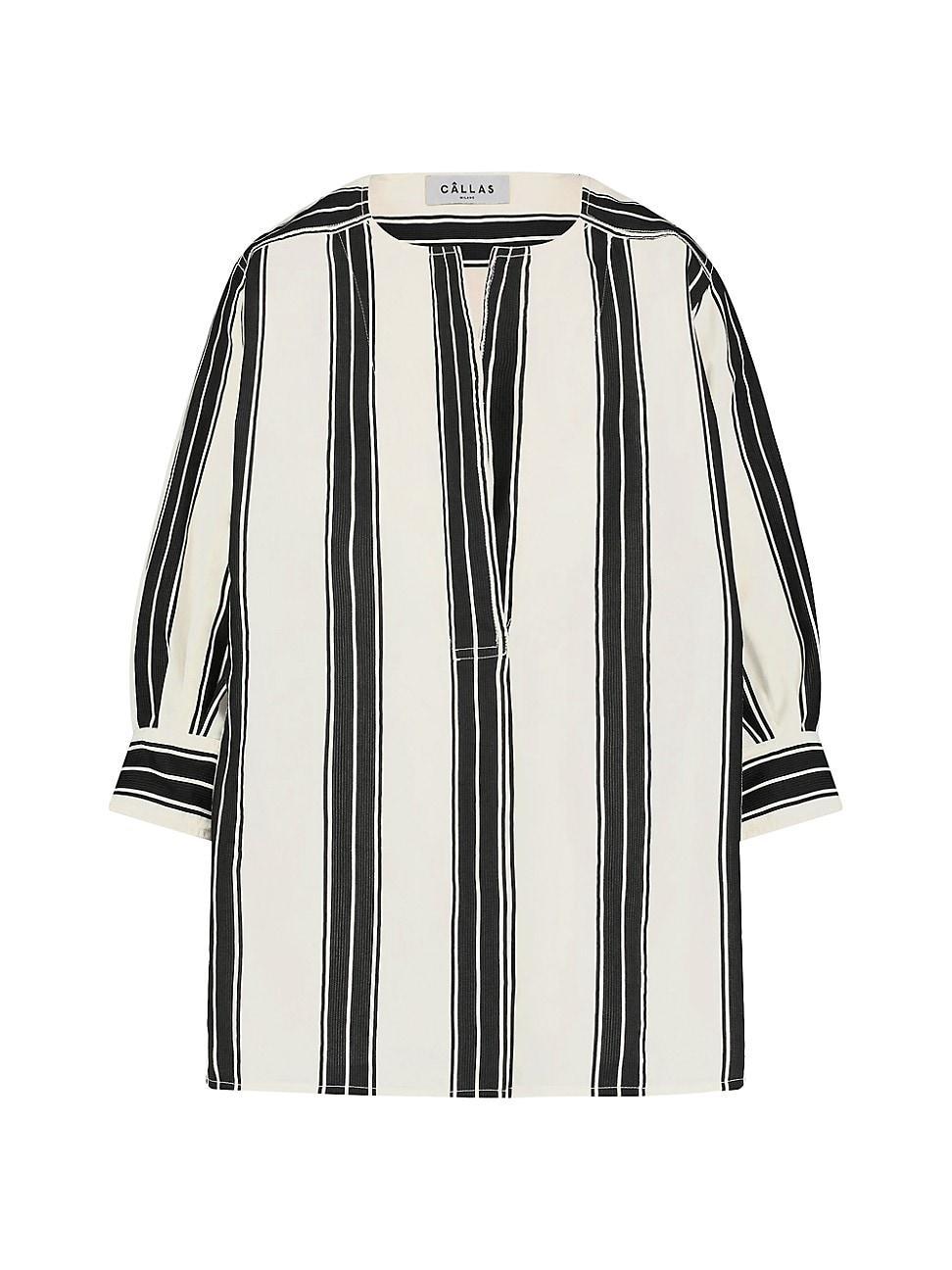 Womens Crewneck Striped Pullover Shirt Product Image