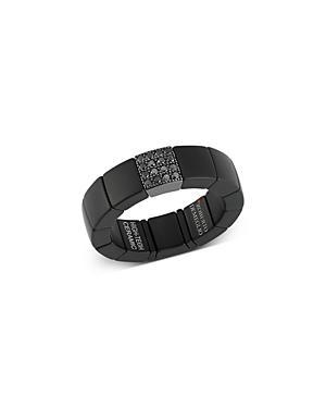 Roberto Demeglio Mens Scacco Black Diamond Pave & 18K White Gold Large Stretch Ring Product Image