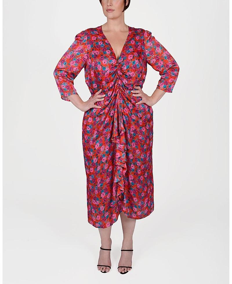 MAYES NYC Winnie Ruched Satin Dress Product Image