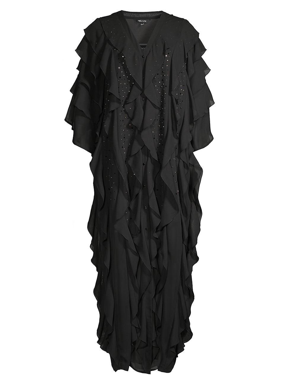 Womens Embellished Ruffled Chiffon Maxi Dress Product Image