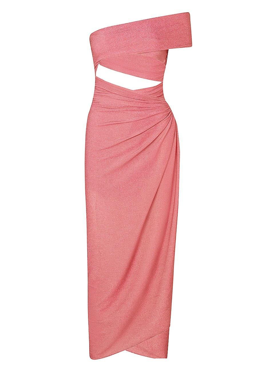 Womens Aury Asymmetric Shimmer Cut-Out Maxi Dress Product Image