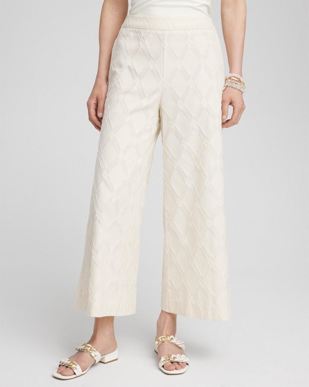 Textured Wide Leg Cropped Pants Product Image