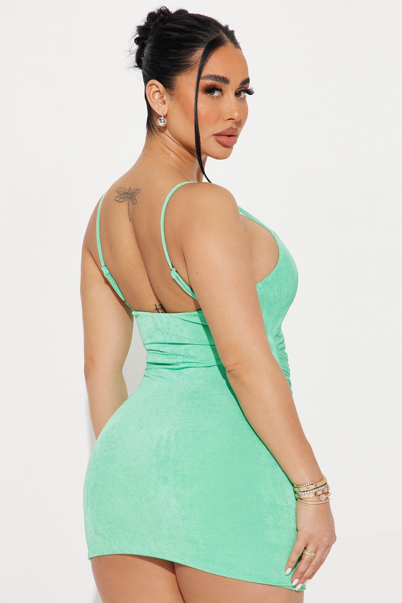 Sasha Slinky Mini Dress - Mint Product Image