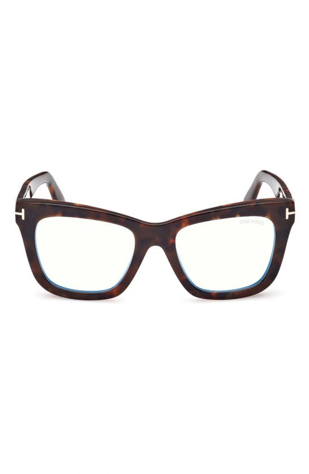 TOM FORD 52mm Square Blue Light Blocking Glasses In Dark Havana Product Image