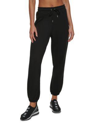 Dkny Sport Womens Metallic Logo Fleece Jogger Sweatpants - Black Product Image