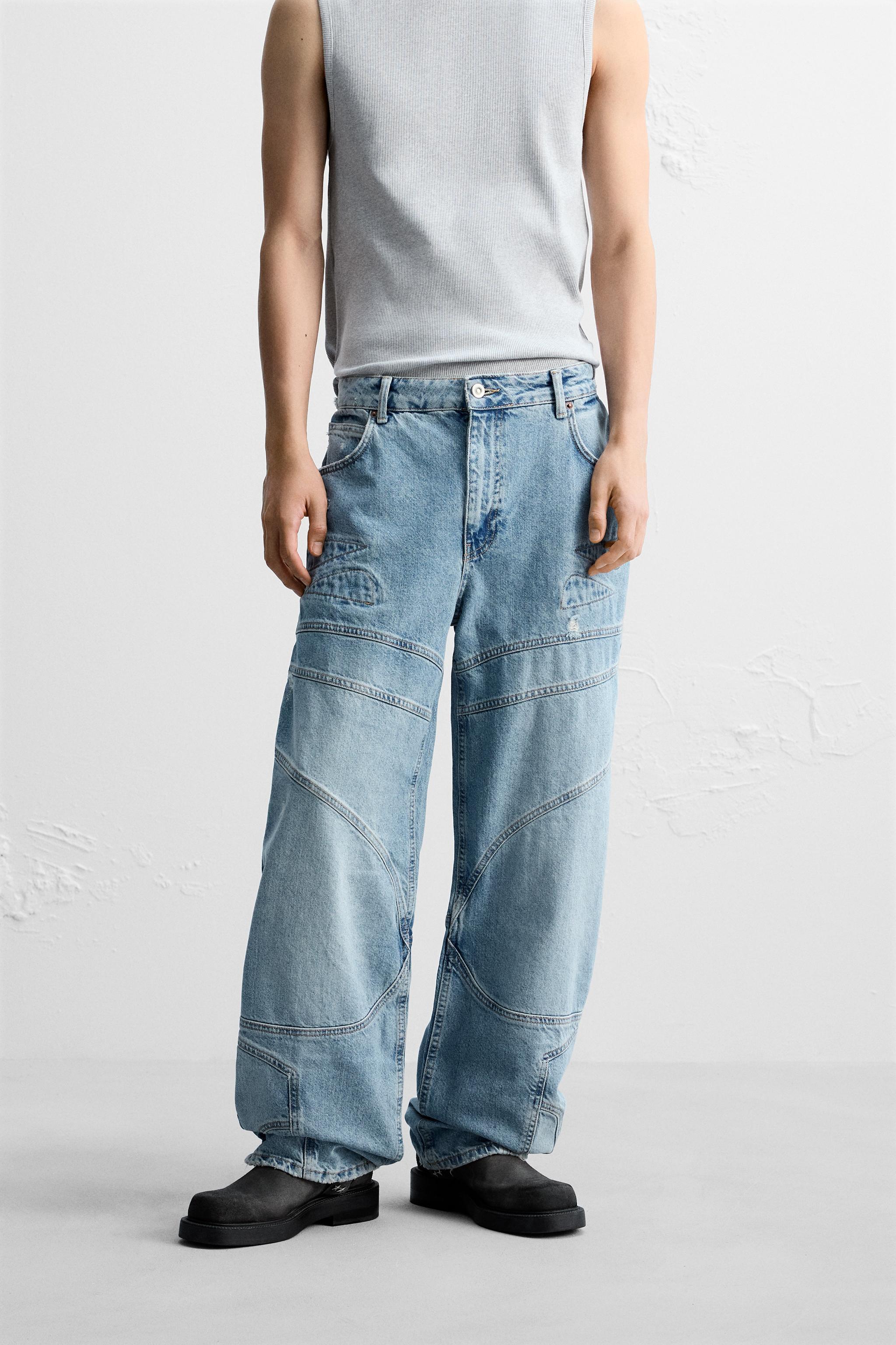 BARREL FIT JEANS WITH SEAMS Product Image