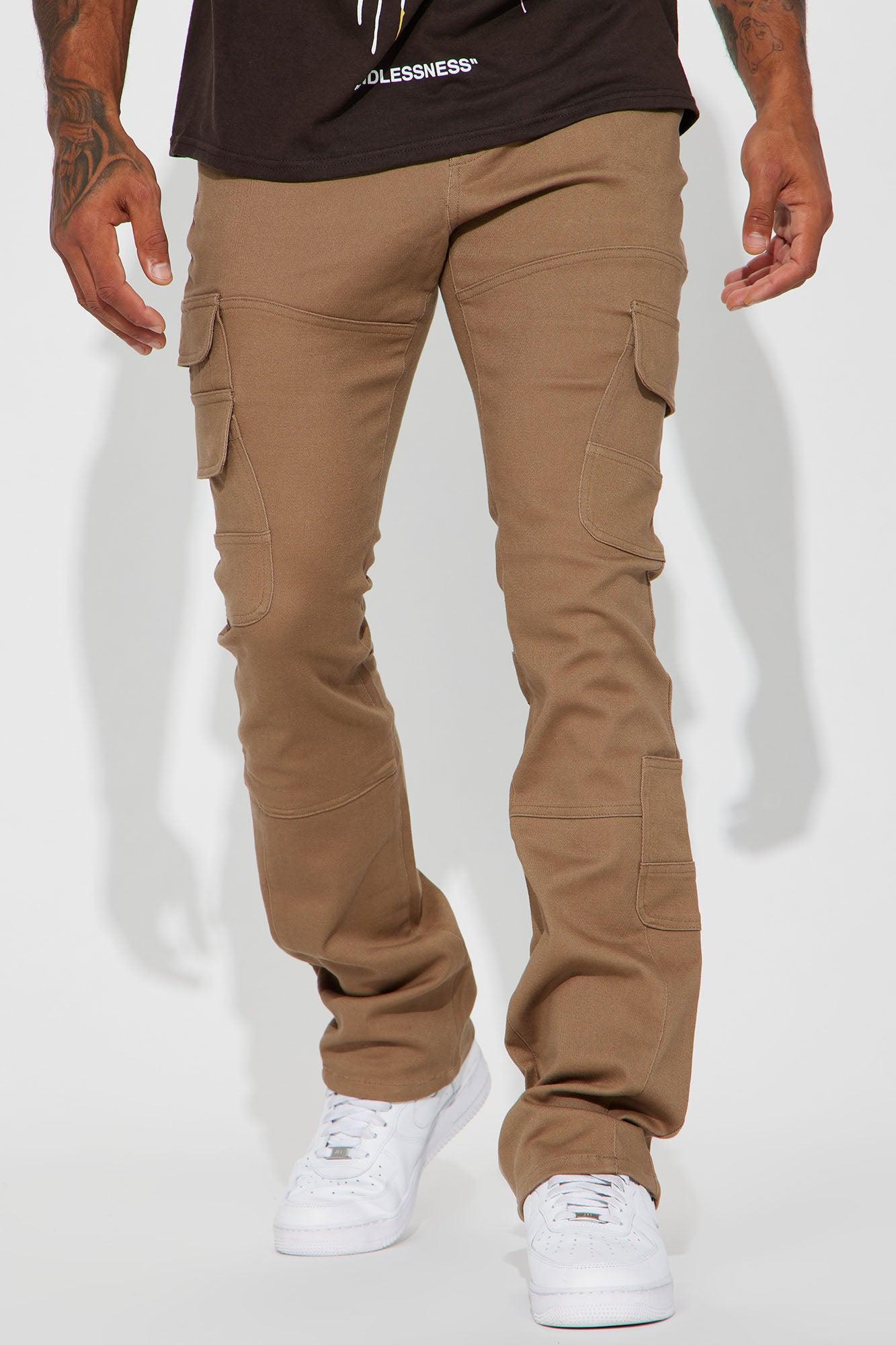 Nasty Habits Cargo Stacked Skinny Flare Pants - Taupe product image