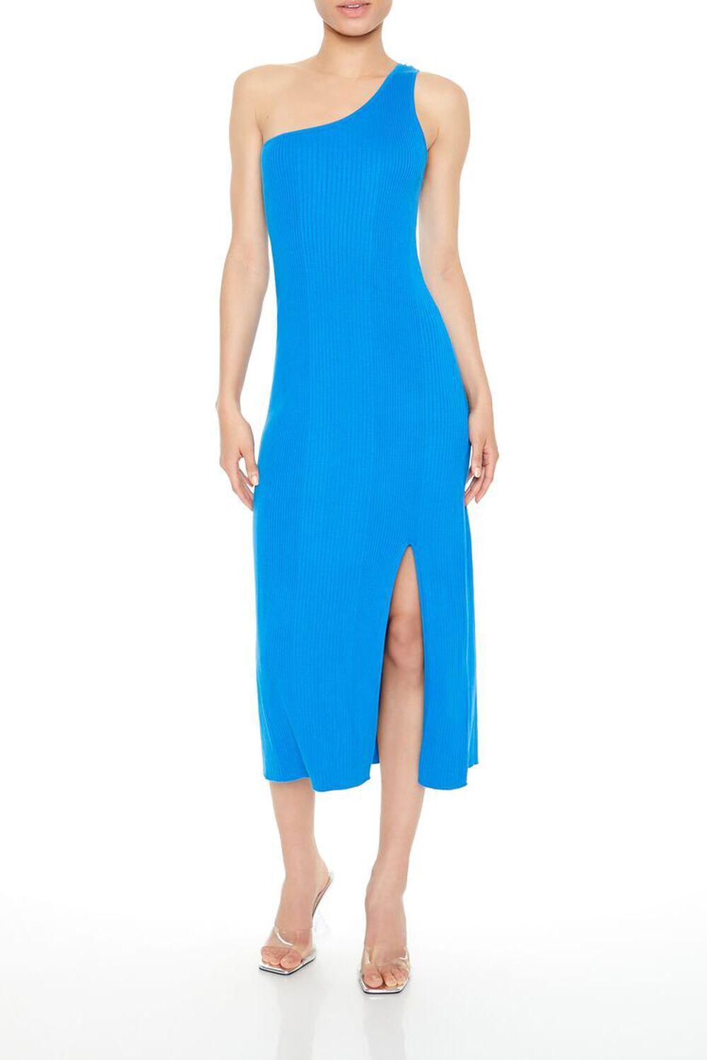 Ribbed One-Shoulder Midi Dress | Forever 21 Product Image