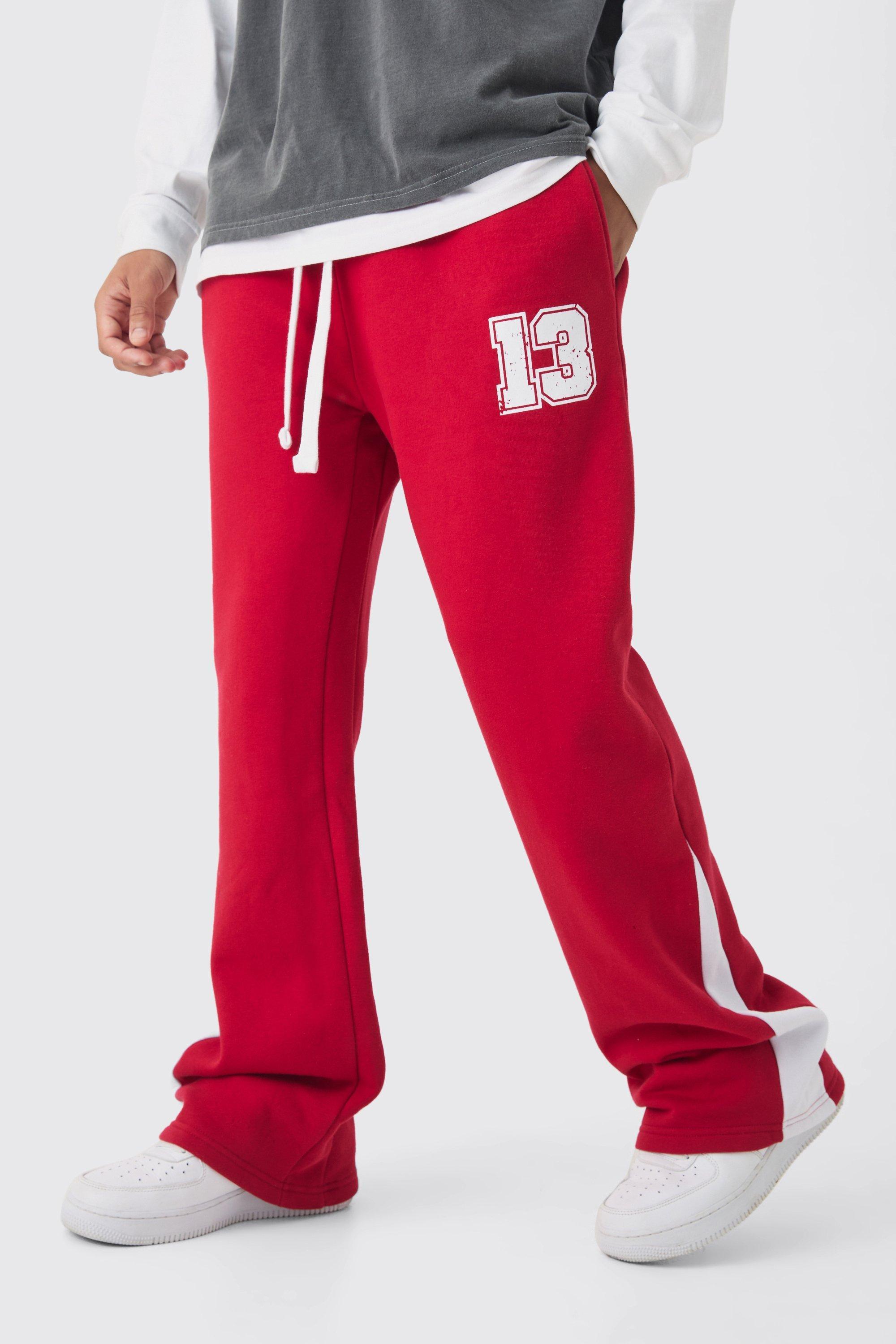 Regular Fit Varsity Print Gusset Sweatpants | boohooMAN USA Product Image