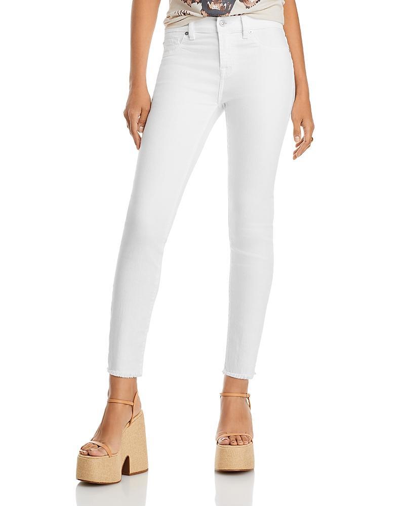 Roxanne Raw-Edge Ankle Skinny Jeans, White Product Image