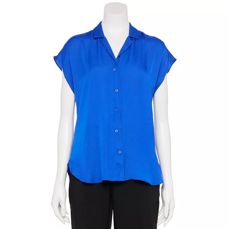 Womens Nine West Adaptive Short Sleeve Button Down Lapel Collar Shirt Product Image