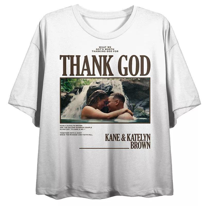 Juniors Kane Brown Thank God Cropped Graphic Tee, Womens Product Image