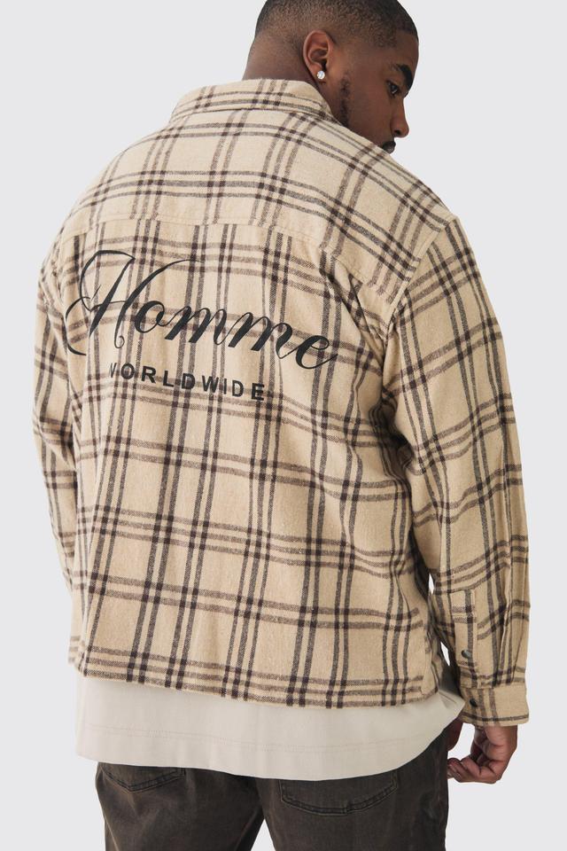 Plus Homme Back Print Plaid Shirt | boohooMAN USA Product Image