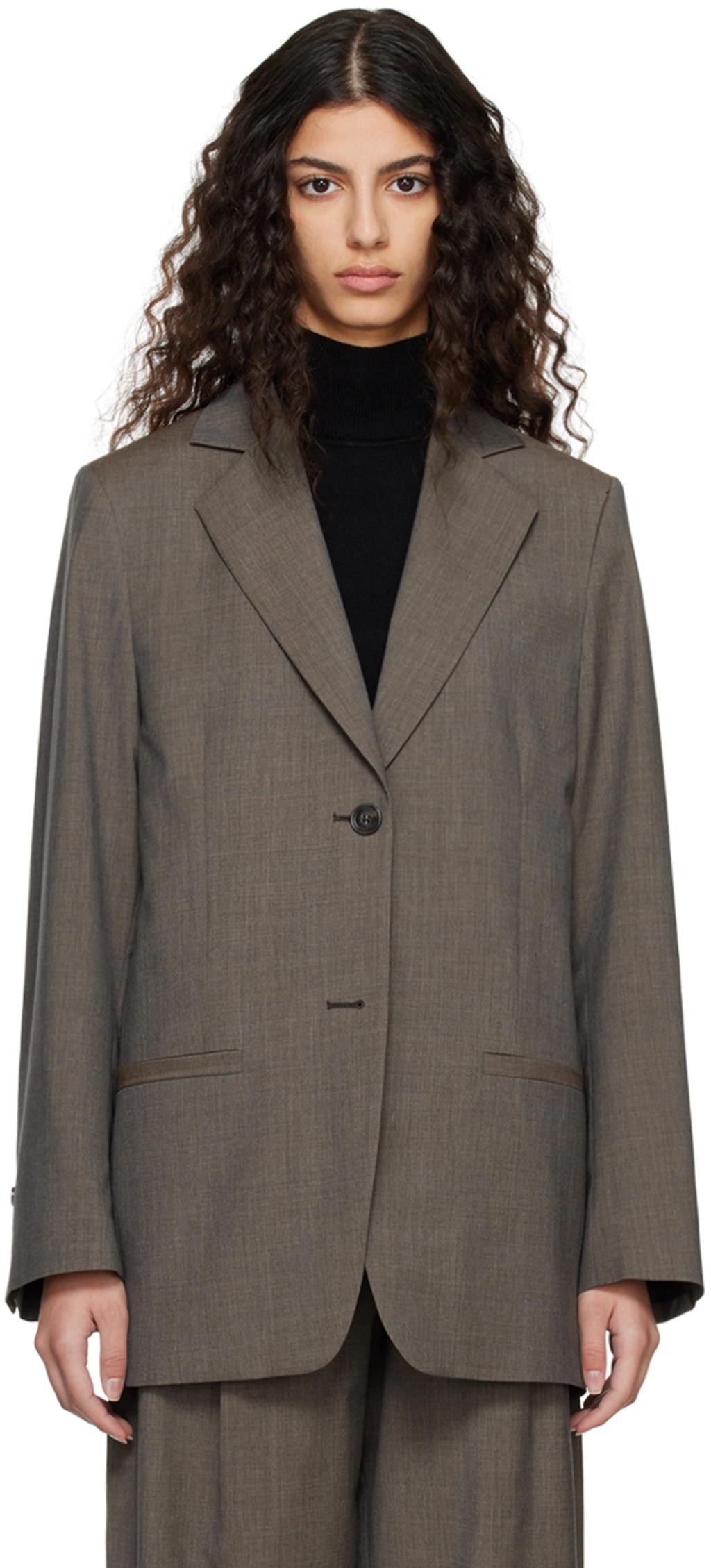 Longline Wool Blazer In Brown Product Image