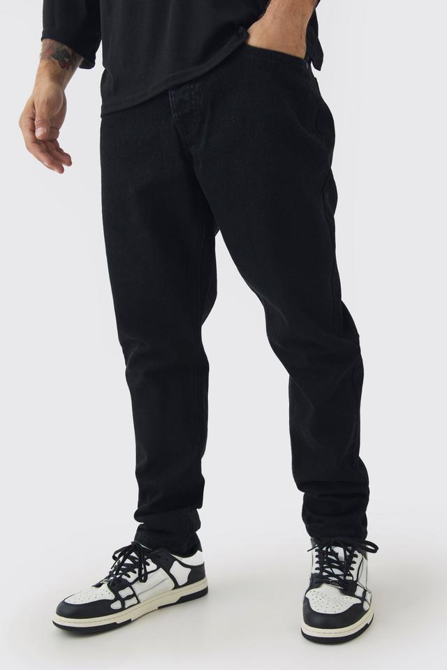 Tapered Rigid Jean In True Black | boohooMAN USA Product Image