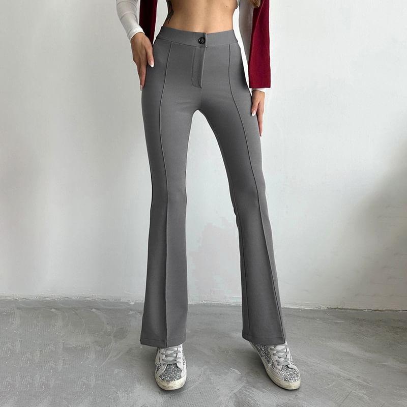 High Rise Plain Flared Pants Product Image