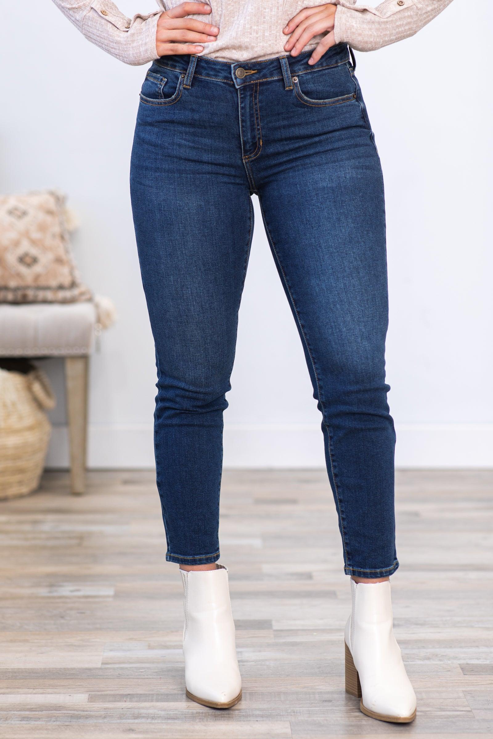 Sneak Peek Medium Wash Mid Rise Skinny Jeans Product Image