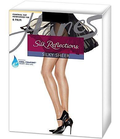 Hanes Silk Reflections Control Top Reinforced Toe 6 Pack Silky Sheer Hosiery Product Image