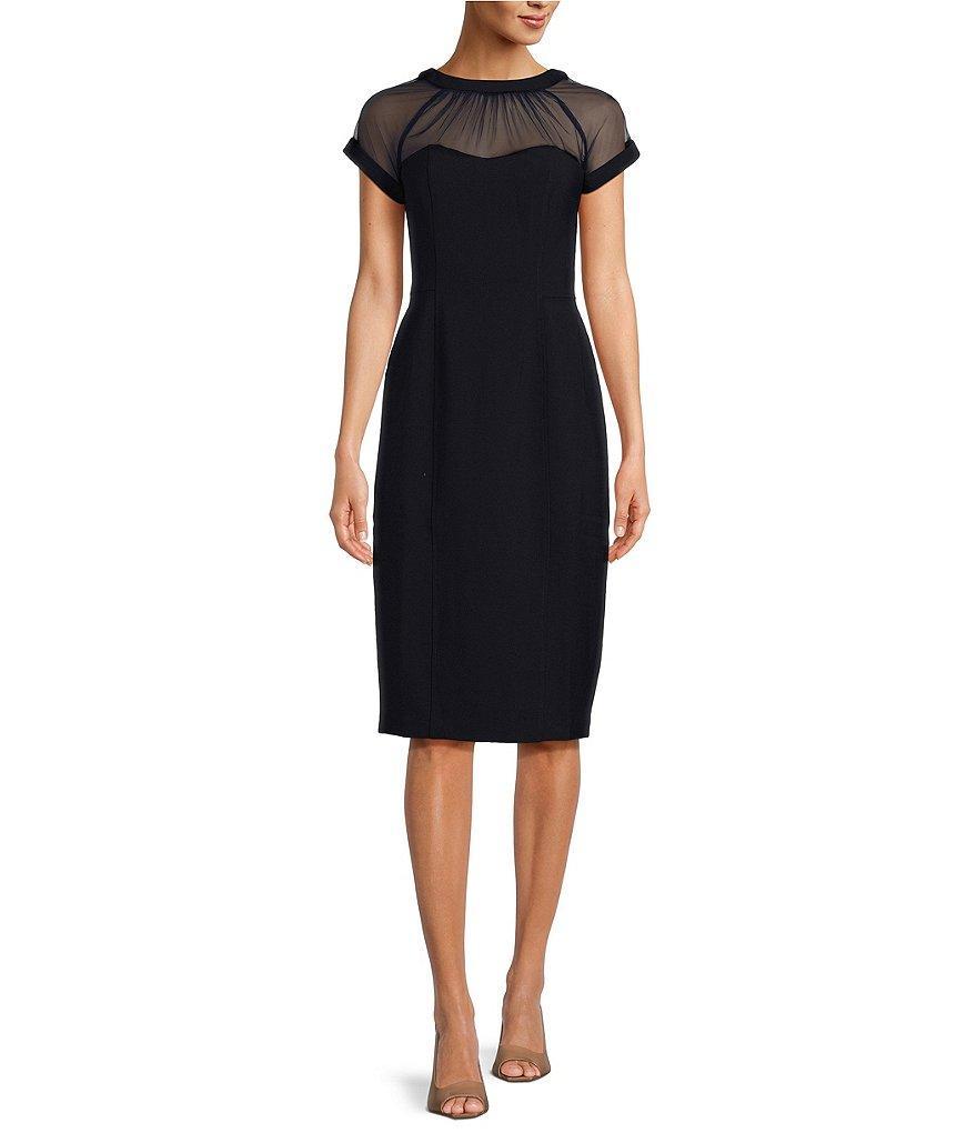 Maggy London Illusion Round Neck Cap Sleeve Sheath Dress Product Image