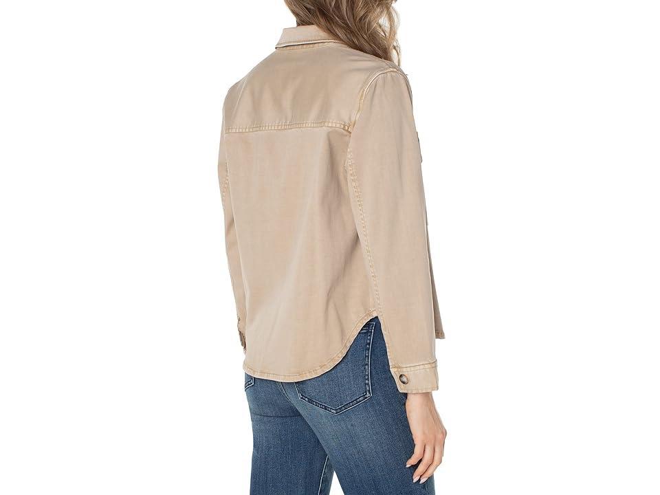 Liverpool Los Angeles Cropped Shirt Jacket (Biscuit Tan) Women's Clothing Product Image