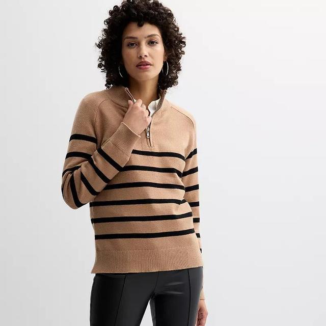 Womens Catherine Malandrino 1/4-Zip Striped Sweater Product Image