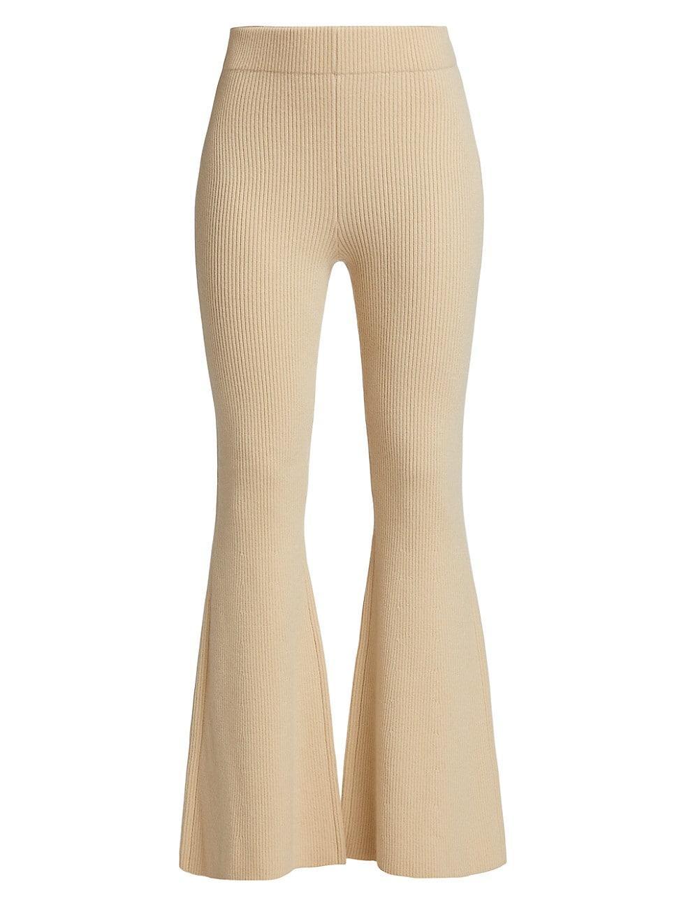 Womens Rib-Knit Cashmere-Blend Flare Pants Product Image