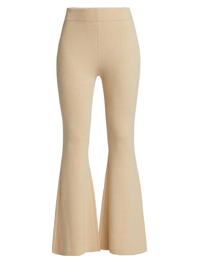 Womens Rib-Knit Cashmere-Blend Flare Pants Product Image